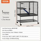 VEVOR 36" Metal Small Animal Cage 2-Tier Rolling Ferret Cage with Tray A Ramp V952-JSXDL322233IWSCUUV0