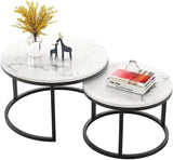 Nesting Coffee Table Faux Marble Small Round Coffee Tables - White V957-SDLISN2188S-2