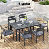 Gardeon Outdoor Dining Set 7 Piece Aluminum Table Chairs Setting Black FF-DINING-7CL-BK-AB