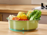 Double Layer Drain Basket Separate Design Foldable Fruit Vegetable Wash Storage Basket for Kitchen V1294-YM0901-3117230433211