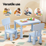 1 Keezi Kids Table and 2 Chairs Set Blue KTC-V-SQA-PL-BL