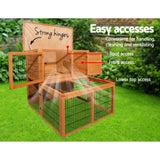 i.Pet Chicken Coop 96cm x 96cm x 100cm Rabbit Hutch Large Run Wooden Cage Outdoor House PET-GT-WOOD-R8002-S