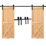 2440 mm Sliding Barn Door Hardware Closet Track Kit for Double Doors J Hanger V952-GCYMWJTJHS8FLSQZJV0