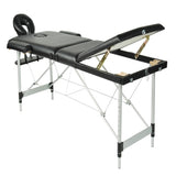 YES4HOMES Black 3 Fold Portable Aluminium Massage Table Massage Bed Beauty Therapy V278-3FOLD-ALUM-MTA03-BK