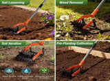 Rotary Cultivator Garden Tool, Tiller & Weeder & Stirrup Hoe Star-shaped rotating tines break up V1107-119-42127
