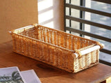 Imitation Rattan Woven Storage Basket, Hand Woven Desktop Storage Box, Bathroom Storage Baskets Long V1369-AZ3-W-10057