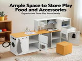 Keezi Kids Kitchen Playset 2-Piece Wooden Pretend Play Coffee Maker Toy 80CM White PLAY-WOOD-COMBINATION-WH