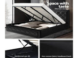 Artiss Bed Frame King Size Gas Lift Black TIYO BFRAME-F-TIYO-K-BK-ABC