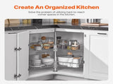 28" Kidney Shaped Chrome Corner Organizer, 360&deg Rotatble Kitchen Base Cabinet Blind Corner, 2 Tier V952-QKXBMJSNLDGGTNJRVV0