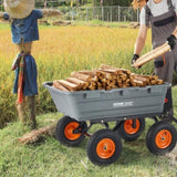 Dump Cart, Poly Garden Dump Cart with Easy to Assemble Steel Frame, Dump Wagon with 2-in-1 V952-SLZXTC1200B0XEEV4V0