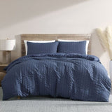Ardor Byron Navy Seersucker Quilt Cover Set King V442-INT-QUILTCS-BYRONSEERSUCKER-NAVY-KI