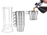 Stainless Steel Water Coffee Cup Set Heat Insulated Anti-Scald with Cup Holder Stand V1294-YM0901-3118200125511