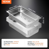 6 Pack Hotel Pans, Full Size Anti-Jam Steam 0.8mm Thick Stainless Steel Restaurant Steam Table V952-11QCCPWG4YCSYANA6V0