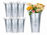 6 Pcs Galvanized Bucket Flower Bar,10 Inch Flower Bucket with Handles, Flower Bar Supplies and V1366-AZ2-W-17788