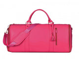 Rose-Red 56-75L Large Capacity Foldable Garment Duffel Bag with Shoe Pouch - PU Leather Convertible V888-ELOSUNG42319