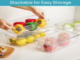 8-Pack Stackable Fridge Storage Organiser Bins with Lids, Clear Produce Drinks Container for V1265-YY-252