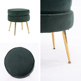 Ottoman Foot Stool Velvet Fabric Metal Leg Round GREEN V274-FT-VST-1596-GN