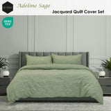 Ardor Adeline Sage Jacquard Damask Quilt Cover Set King V442-INT-QUILTCS-ADELINE-SAGE-KI