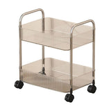 2 Tier Plastic Rolling Utility Cart With Handle, Movable Storage Organizer With Wheels, V1366-AZ2-W-12700