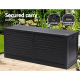 Gardeon Outdoor Storage Box 490L Container Lockable Garden Bench Shed Tools Toy All Black OSB-S490-ABK