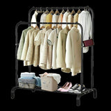 Heavy Metal Double Clothes Rail Hanging Rack Garment Display Stand Storage Shelf V63-836211