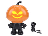Talking Singing Pumpkin Figurine with Projector Lighted Pumpkin Desktop Ornament for Holiday Prop V1294-YM0901-3115250087011