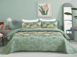 Meadow Butterfly Green Quilted Bedspread Set with Floral Details and Pillowcases V745-MAC080320Q13U