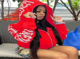 Y2k Hoodie Gothic Streetwear Women'S Zip-Up Jacket Letter Print Hoodie - Yellow - Size M V1102-M-APP-3Z8361-YELL-MAUMEU48