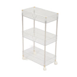 Kitchen Storage Rack Cart Multifunctional 3 Layers ABS Slim Rolling Utility Cart for Bathroom Snacks V1294-YM0901-3112230078211