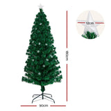 Jingle Jollys 1.8m Christmas Tree Optic Fibre LED Xmas tree Multi Colour XM-TR-LED-6F-GR