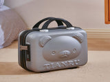 Cute Bear Face Hard-Shell Storage Case with Lock - 14-Inch grey Travel Organizer V888-ELOSUNG25065