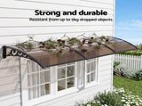 Instahut Window Door Awning 0.8mx3m Brown AWN-08X3-BR