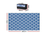 Gardeon Outdoor Rugs 274x366cm Large Carpet Reversible Area Mat PP Dual-Sided Patio Rug Blue OR-9X12FT-WAVE-BU