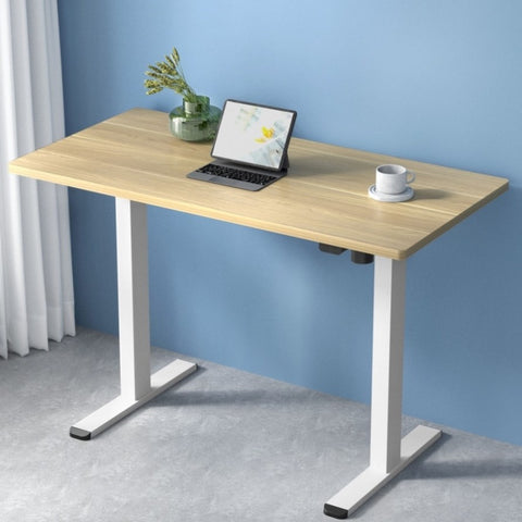 Artiss Standing Desk Motorised Sit Stand Desks White Oak 120CM HASD-114G-WHDF-NTDB-120