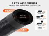 10AN Fuel Line Kit, 3.05 m Fuel Hose Kit, 1.4 cm Nylon Stainless Steel Braided Fuel Line V952-QCYYRYRG7G200XFFSV0
