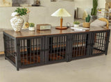 Fin 4 Doors Ultra Thicken Dog Crate Cage End Table Divided Dog Puppy Kennel For 2 Dog V767-P-XL1198-BK-V1