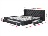 Artiss Bed Frame King Size with 4 Drawers Charcoal MILA AGATEPACKAGE-CHAR-K