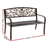 Gardeon Outdoor Garden Bench Seat Steel Outdoor Furniture 3 Seater Park Bronze GB-STEEL-XG201-BZ