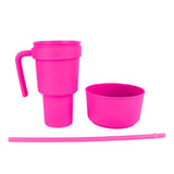 2 In 1 Snack Drink Cup with Straw Large Opening Plastic Beverage Cup Top Snack Bowl for Movie V1294-YM0901-3118230165615