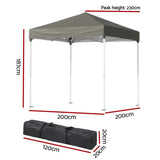 Instahut Gazebo 2x2m Outdoor Patio Garden Marquee Shade Grey GAZEBO-T-2X2-F-EC-GR