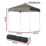 Instahut Gazebo 2x2m Outdoor Patio Garden Marquee Shade Grey GAZEBO-T-2X2-F-EC-GR