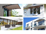 Instahut Window Door Awning Canopy 1.5mx4m Brown Sheet Black Plastic Frame AWN-15X4-BR