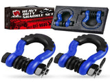 Gift Box Set of Blue 3/4" D-Ring Tow Shackle - Carbon Steel Bow Shackle with Nut & Cotter V888-ELOSUNG55590