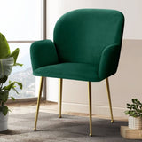 Artiss Dining Chairs Set of 2 Velvet Armchair Green UPHO-C-DIN-5220-VEL-GRX2