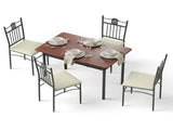 Artiss Dining Table and Chairs Set of 5 Compact Kitchen Furniture Upholstered DSET-U-5281-WAL