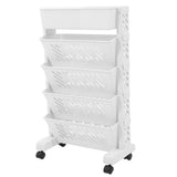 Multi Tier White Book Rack Rolling Storage Shelf for Home Use V1369-AZ3-W-20613