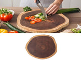 Round Wood Cutting Board - Thick Chopping Board with Juice Groove & Stable Base - Ideal for V1366-AZ2-W-16447