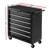 Giantz 6 Drawer Tool Box Cabinet Chest Trolley Cart Garage Toolbox Storage TB-6DR-ROLL-BK