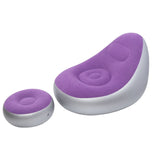Inflatable Lounge with Foot Stool PVC Flocking Folding Inflatable Couch Blow Up Lounger Sofa V1294-YM0901-3116250000512