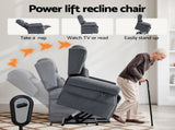 Artiss Electric Recliner Chair Power Lift Massage Heated Recliner Sofa RECLINER-A20-LIN-GY